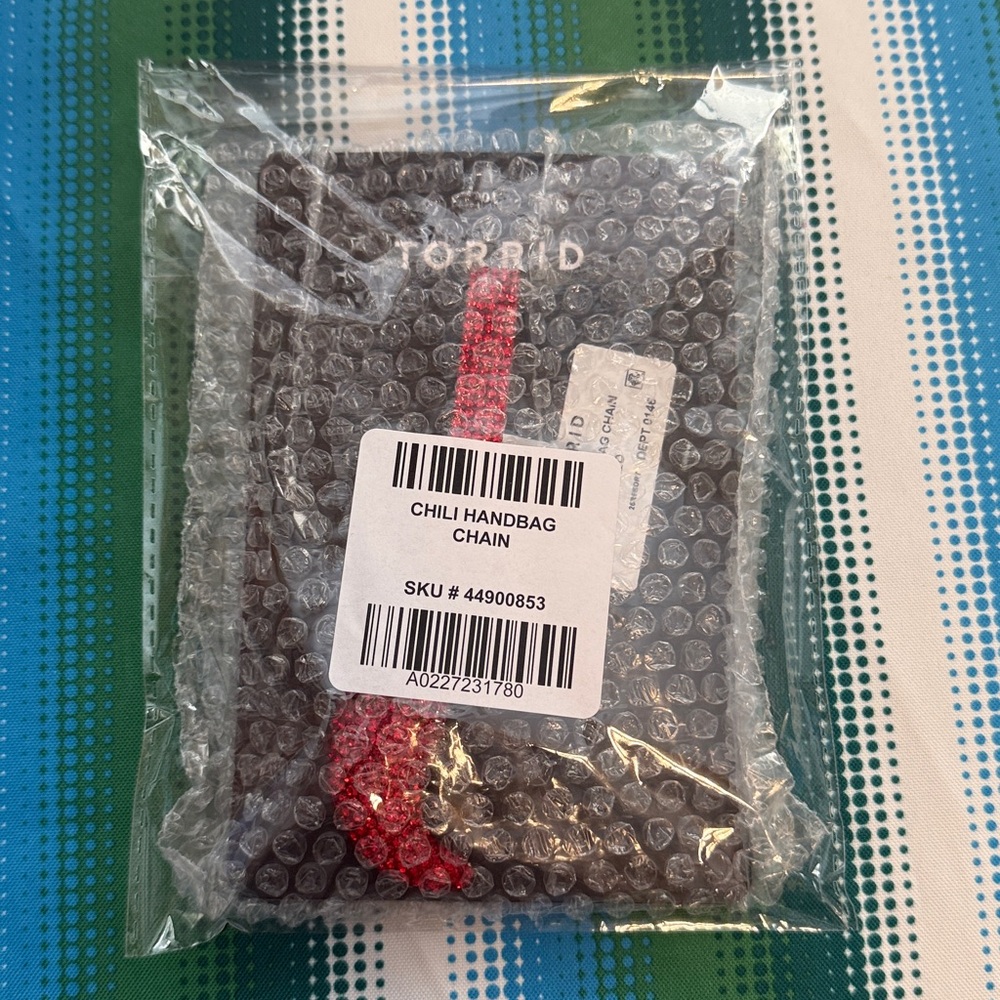 torrid Red & Green Rhinestone Chili Pepper Keychain with Gold Hardware - Picture 3 of 3